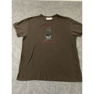 Billy Reid Crew neck shirt short Graphic Cartoon Size L T-shirt Brown